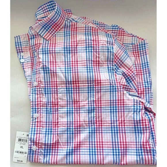 Club Room Men Malia Plaid Button Down Shirt Classic-Fit Nylon Pink Combo Size XL - Picture 2 of 6